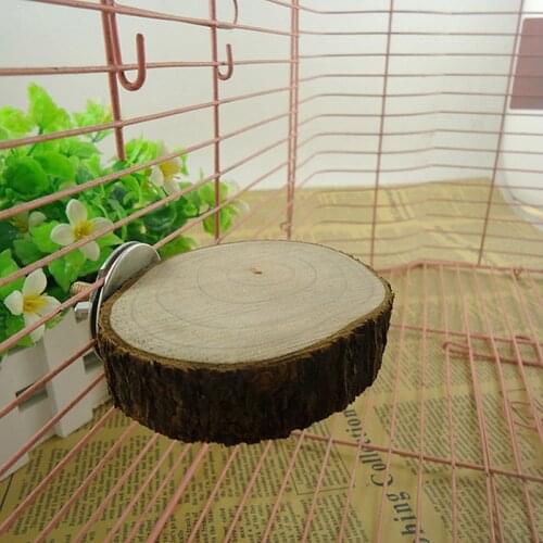 1Pcs Round Wooden Coin Gerbils Hamsters Parrot Bird Cage Perches Stand Platform Pet Budgie Hanging Toy Pet Home Accessories