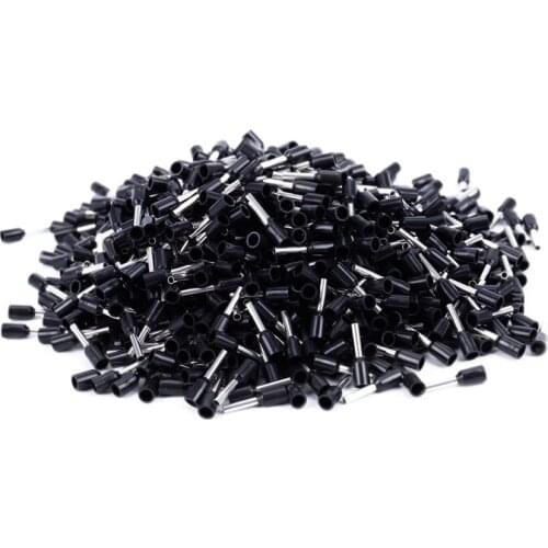 1000x Crimp Terminal Pre Insulated Ferrule E1008 18AWG 1.0mm2 Silver Black
