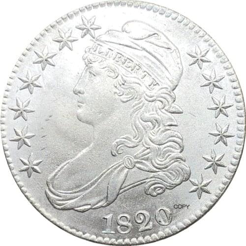 1820 United States 50 Cents ½ Dollar Liberty Eagle Capped Bust Half Dollar Cupronickel Plated Silver White Copy Coin