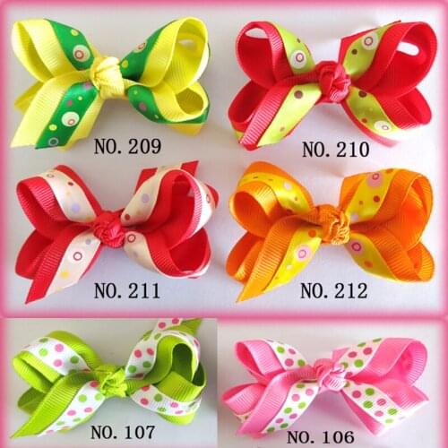 200 BLESSING Good Girl Boutique 2.75" - 3" Bow 2 Tone Double ABC Hairbow Clip
