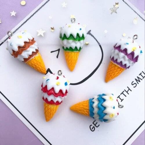 3D 38*20mm resin Ice cream charms very cute keychain pendant necklace pendant for DIY decoration