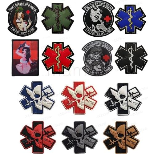 3D Rubber Medical Rescue Patches Medic PVC Paramedic Tactical Badge Doctor Cross Emergency Rescue Embroidered Patches