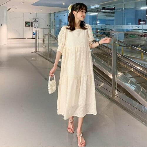 87672# Maternity Dress Summer Cotton Short Sleeves Loose Midi A Line Dress Plus Size Pregnancy Dress Pregnant Women Mom Dress