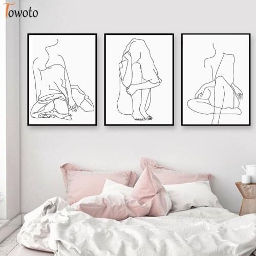 Abstract Women Line Drawing Nordic Posters and Prints Minimalist Canvas Painting Wall Art Girls Bedroom Decorative Wall Picture
