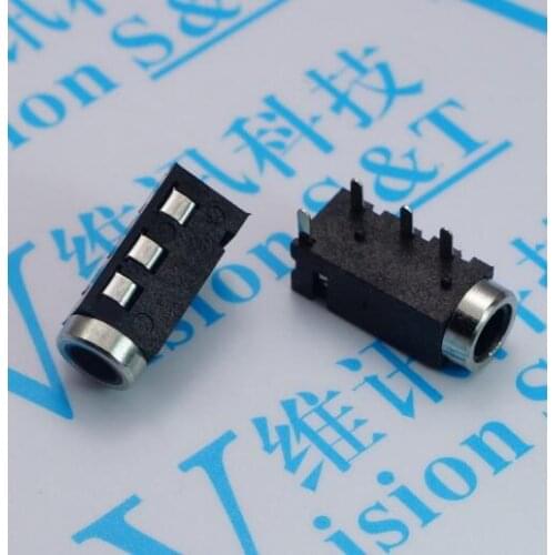 Free shipping 100PCS PJ-320D PJ320D 3.5MM Headphone jack socket female connector for Audio video 3+1 4PIN best quality