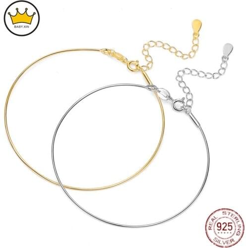 925 Sterling Silver Chain Bracelet Fit European Charm DIY Bracelet bangle for Women DIY Fashion Jewelry making supplies