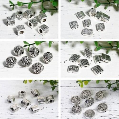 DoreenBeads Zinc Based Alloy silver color Spacer Beads Round Tree DIY Findings About 15mm( 5/8") Dia,Hole: Approx 1.9mm, 5 PCs