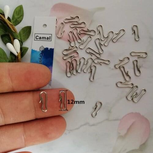 Camal 100pcs 12mm Chrome Metal Hook w/crook Crystal Chandelier Connector Pin Hanging Pendant Metal Buckle Garden Suncatcher Part