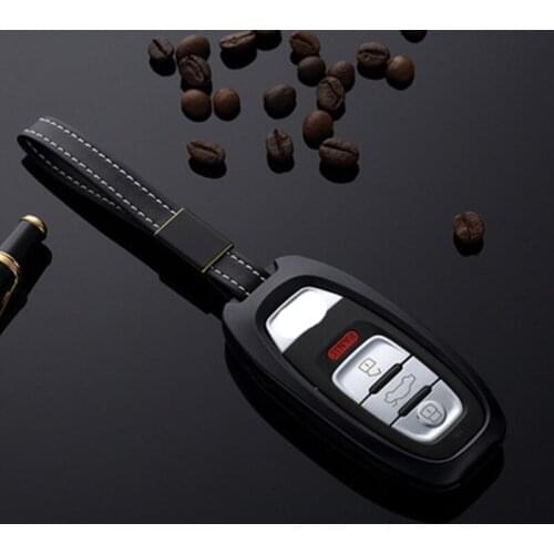 Aluminum Alloy Keyless Entry Remote Control Smart Car Key Case Cover with Key Chain for Audi A3 A4 A5 A6 A7 S5 S7 Q5 RS key bag