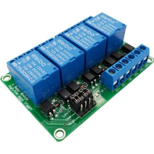 FOUR 4 channel relay module 5V 12V 24V high and low level trigger relay control with optocoupler
