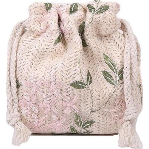 Coofit 1pc Crossbody Bag Fashion Woven Casual Drawstring Bag Shoulder Bag For Women Girls For Outdoor Beach Travel