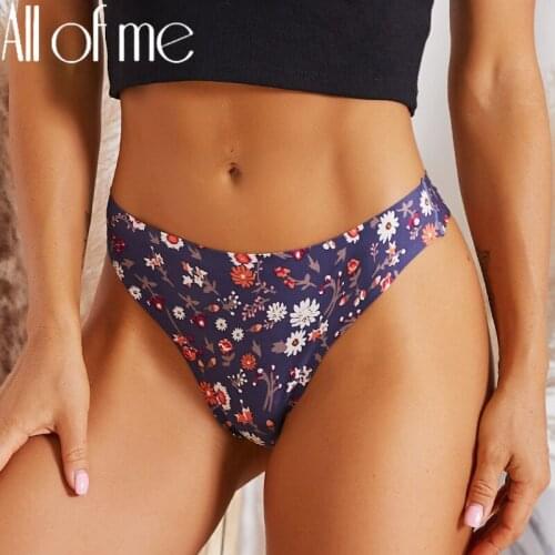 Floral Panties G-String Sexy Underwear Women Lingerie Intimates Panties Solid Color Finetoo Thong Pantys Seamless Underpants
