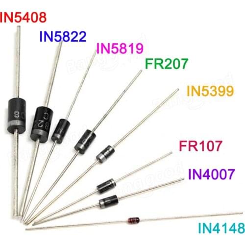 1N4148 1N4007 1N5819 1N5399 1N5408 1N5822 FR107 FR207 Rectifier Diode set pack Electronic Components diy assorted kit 100pcs/lot