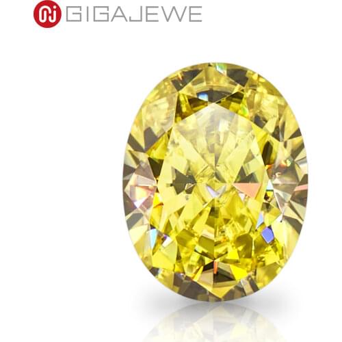 GIGAJEWE Customized Rare Oval Cut Vivid Yellow VVS1 Moissanite Loose Diamond Test Passed Gemstone For Jewelry Making