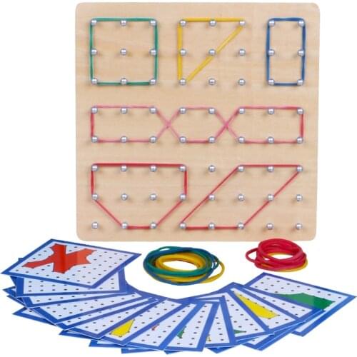 Montessori Toys Kids Creative Graphics Rubber Tie Nail Boards Children Educational Wooden Toys Preschool Brinquedos Juguetes