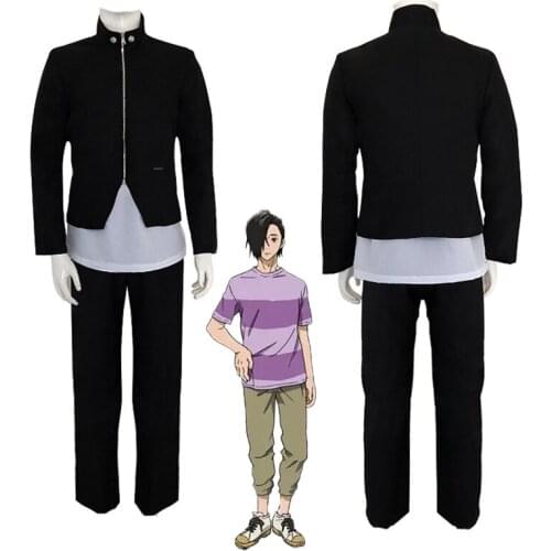 Anime Jujutsu Kaisen Costumes Mens Yoshino Junpei Cosplay Black Top Pants Uniforms Resistant Synthetic Wigs for Women Halloween
