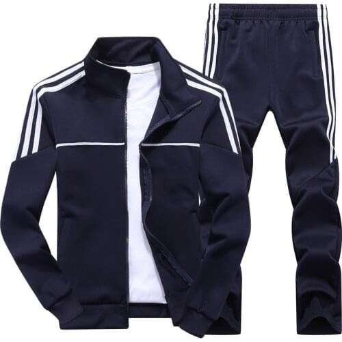 New Mens Set Spring Autumn Man Sportswear 2 Piece Sets Sports Suit Jacket+Pant Sweatsuit Male Tracksuit Asia Size L-4XL2021