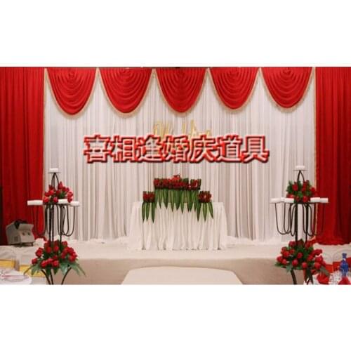 20ft*10ft red Wedding backdrop with swags event and party fabric beautiful wedding backdrop curtains