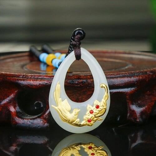 Hetian Jade Pendant For Men Women Unisex Heart-shaped Flower Pendant Necklace Female Male Jewelry 2018 New