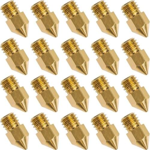 20PCS 3D Printers Parts MK8 Nozzle 0.4 mm Copper Extruder Threaded 1.75mm Filament Head Brass Nozzles