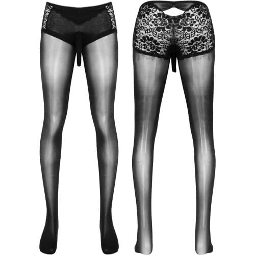 Mens Skinny Stretchy Pantyhose Lingerie Underwear Mens Exotic Socks See Through Fishnet Sheer Closed Toes Tight Leggings Socks