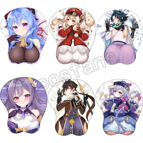 Genshin Impact Keqing/Ganyu/Klee/Xiao/Qiq Figure 3d Anime Girl Soft Gel Gaming Mouse Pad Mousepad Wrist Rest Gifts Man Adult Toy