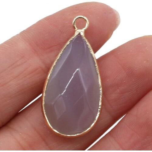 Natural Stone Grey Agates Pendant Water Drop High Quality Charms Pendant for Fashion Jewelry Making Necklace Earrings