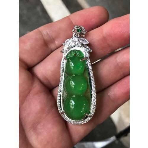 Natural Myanmar jade green jade pendant with 925 sterling silver necklace jade necklaces pendants for women jewelry 25