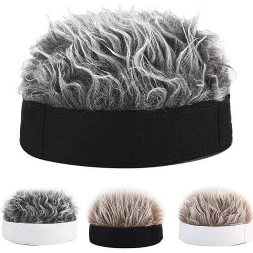 Womens Mens Unisex Beanie Rock Cap Outdoor Punk Street Wig Fake Hair Hat