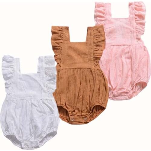 Baby girl clothes baby summer rompers Ruffle Solid Color Outfits Sleeveless Baby Clothing Set body Cotton Infant overalls