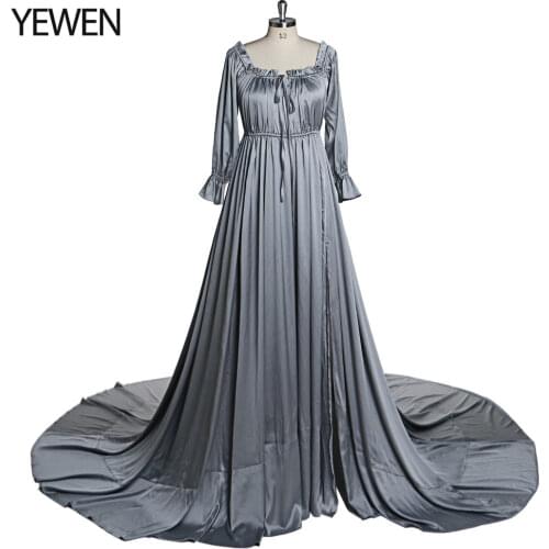 Adjustable Shoulder Full Sleeves Evening Dresses Long Beach Photography Dresses Baby Shower Dress for Pregnant Woman YEWEN