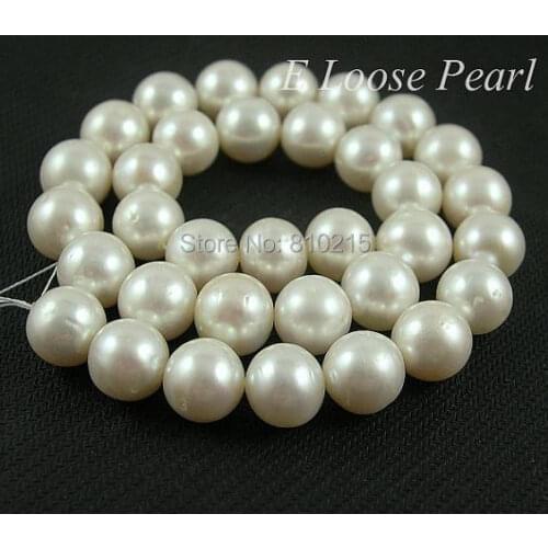 Wedding Party Jewelry Freshwater Pearl Round Potato Pearl White Loose Beads 11.5-12.5mm 15 Inches Full Strand Free Shipping