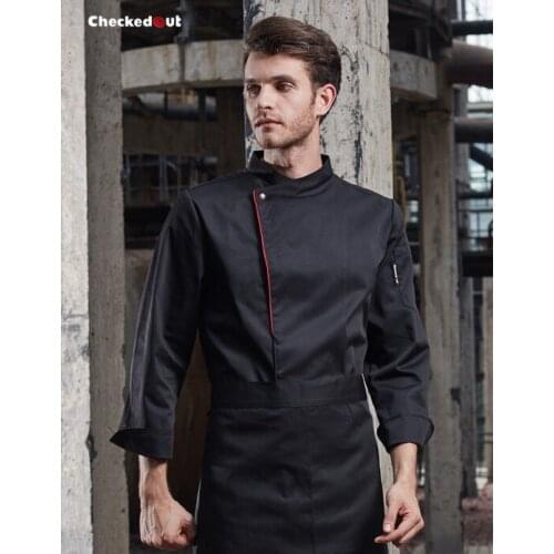 Chef Uniform Spring Long sleeve Western Restaurant Chef jacket Baking Black Men