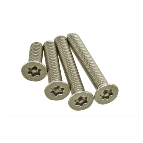 Countersunk head plum blossom screw with column 304 stainless steel flat head anti-theft screw with needle M3-M6 20pcs