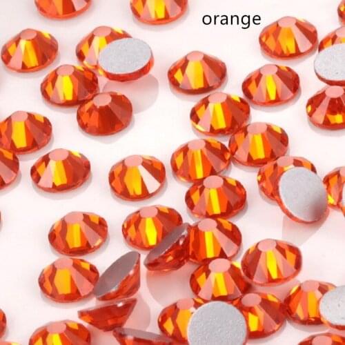 High Quality SS3-30 orange Rhinestones glu On For Clothes Non Hotfix Flat bottom Glass Stone