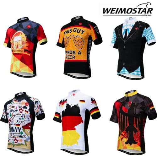 Weimostar Cycling Jersey Mens MTB Short Sleeve Breathable Tops Shirt Racing Sport Bicycle Bike Clothes Germany Oktoberfest