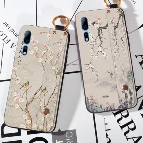 Silicone Wristband Case For ZTE Axon 10 Pro A2020 Flower Pattern Phone Holder Cover For Nubia Play Red Magic Red Devil 5G