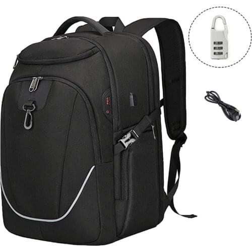 XQXA Unisex Business 17" Inch Laptop Backpack For Men Teenagers School Bag With USB Charging Cable & Anti-theft Lock Color Black