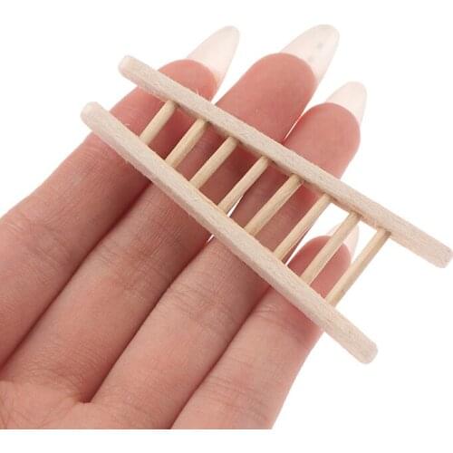 1:12 Dollhouse Miniature Handmade Wooden Ladder Doll Accessories Furniture Toys