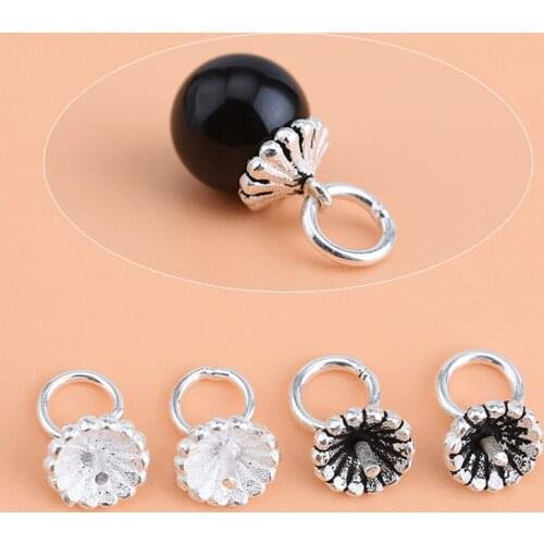 10PCS S925 Sterling Silver crystal flower head pin Cap Buckle adhesive type small condole needle handmade DIYaccessories