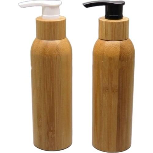 120ML Bamboo Lotion Pump Bottle 4.2OZ Empty Cosmetic Shampoo Refillable Bottles Latex Emulsion Packaging Container 10pcs/lot