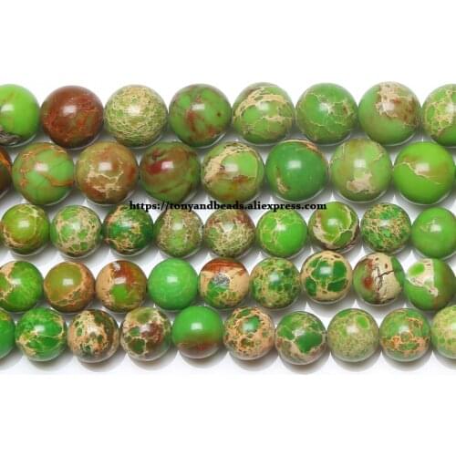 15" Natural Stone Lt Green Sea Sediment Imperial Jaspers Round Loose Beads 8 10MM Pick Size For Jewelry