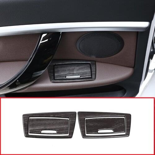 4pcs Black Wood Grain For BMW X1 F48 2016-2019 ABS Door Ashtray Sequins Trim Decoration Sticker Accessories