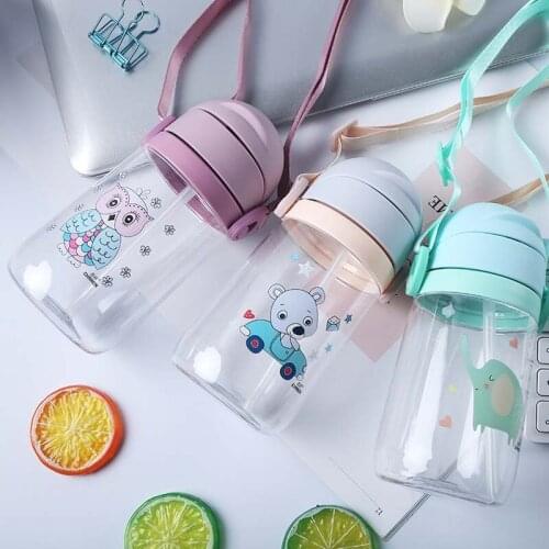 420ML Baby Cartoon Drink Water Straw Cup Kids Cute Juice Training Bottle Cups Infant Children Learn Drinking Bottles