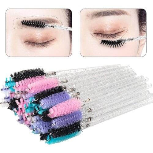50pcs Disposable Crystal Eyelash Brush Comb False eyelashes Extension brushes Mascara Wands Makeup Professional Beauty Tool