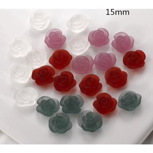 60pcs/lot handmade 15mm color flowers shape Flat back resin bead diy jewelry earring/headwear accessory
