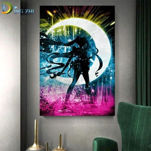 5D DIY Diamond Embroidery Abstract Cartoon Girl Diamond Painting Moon Art Resin Rhinestones Mosaic Full Square Round Child Gift