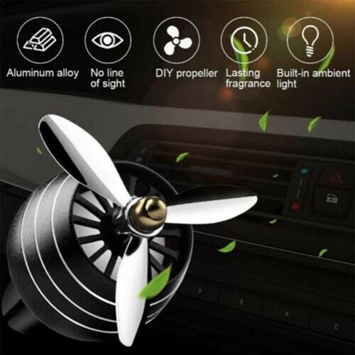 Car Perfume Diffuser Air Freshener LED Light Air Vent Outlet Propeller Decor Automobiles Fragrance Smell Clip Ornament Y7C6