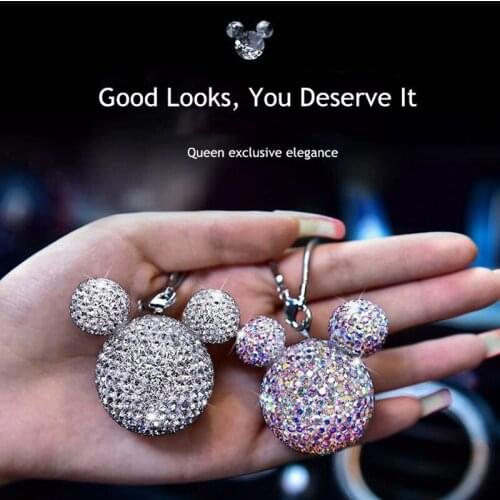 Blingbling Mickey head car pendant goddess high-end creative car interior decoration ornaments car rearview mirror pendant