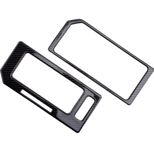 2Pcs Gear Shift Frame Cover & Cup Holder Trim Decor Carbon Fiber Texture ABS Fit for Ford F150 Raptor 2017 2018 2019 LHD Only